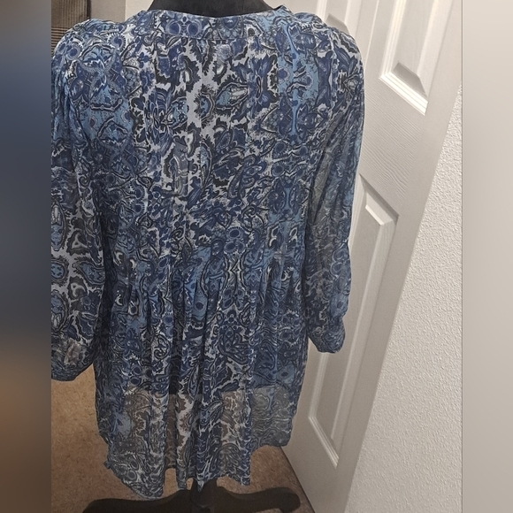 NWT Joie 100% Silk Blue Paisley Tunic Size L - Picture 3 of 8